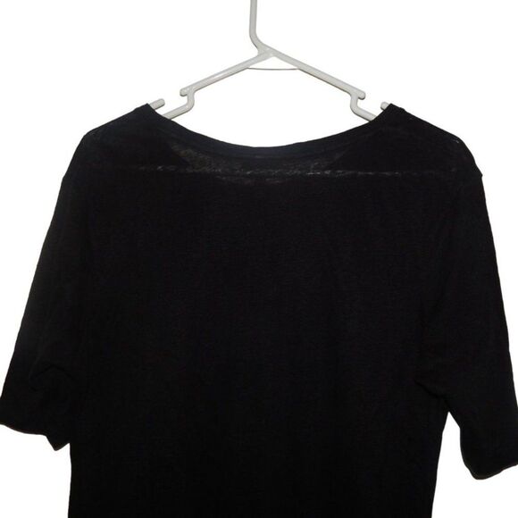 WHO WHAT WEAR women's large 100% linen flowy semi sheer solid black blouse - Picture 6 of 8